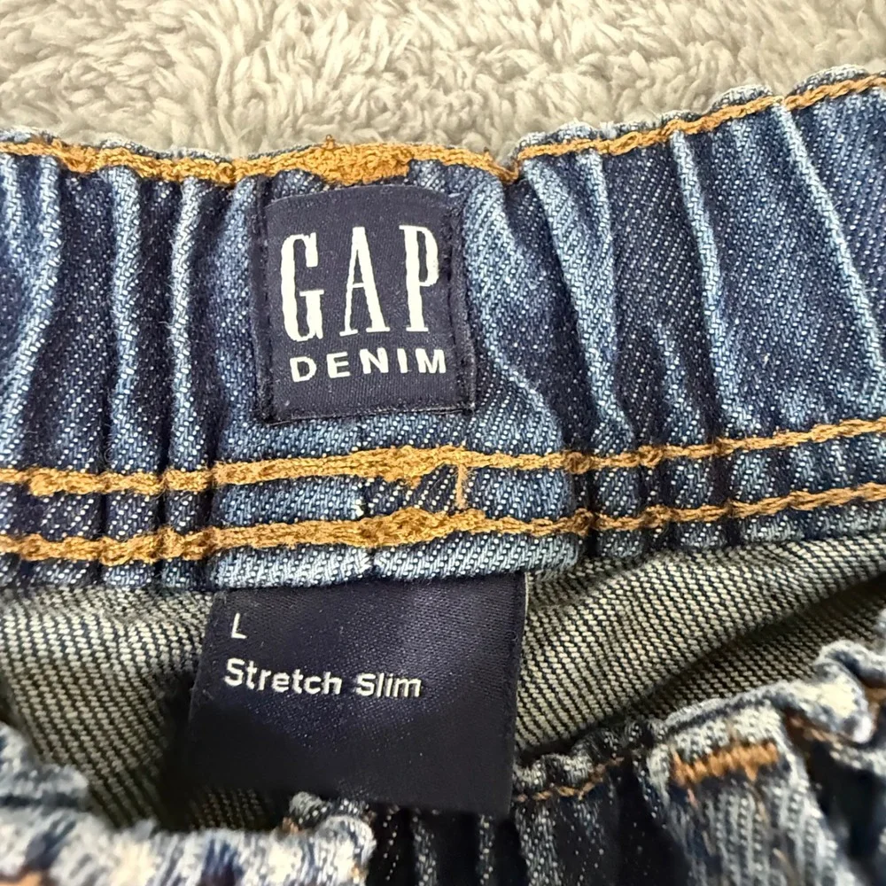 Gap Denim Kids Stretch Slim Jeans Medium Wash Elastic Waist Size L